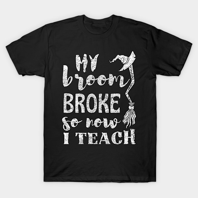 Witch Broom Hat Halloween Teacher T-Shirt by ThyShirtProject - Affiliate